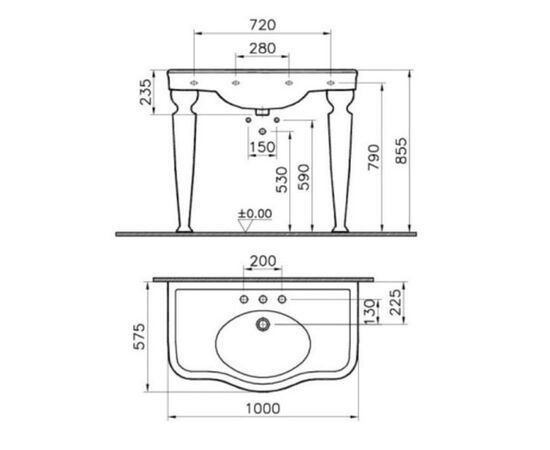 раковина vitra efes aria 6209b003-0001 100 см на ножках в Актобе фото № 3