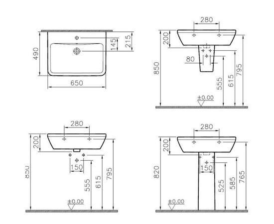 раковина подвесная vitra integra 7051b003-0001 65см на полуножке в Актобе фото № 3