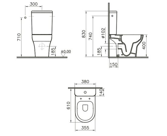 унитаз напольный vitra zentrum 9824b003-7206 безободковый в Актобе фото № 5