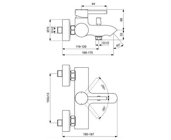 смеситель для ванны ideal standard ceraline bc199aa в Актобе фото № 2