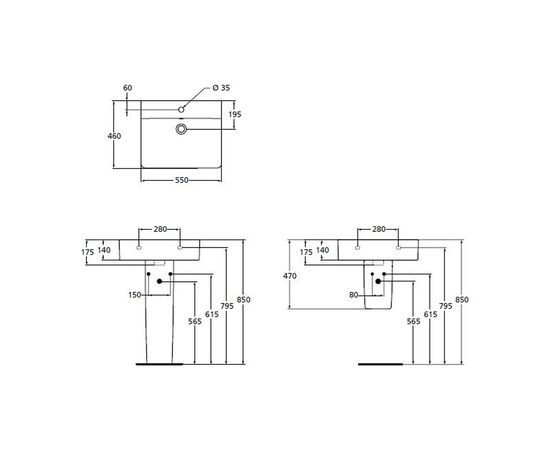 раковина с пьедесталом ideal standard connect cube e784401 55см в Актобе фото № 3