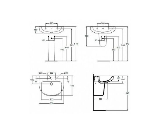 раковина подвесная ideal standard playa j491401 60см на полуножке в Актобе фото № 2