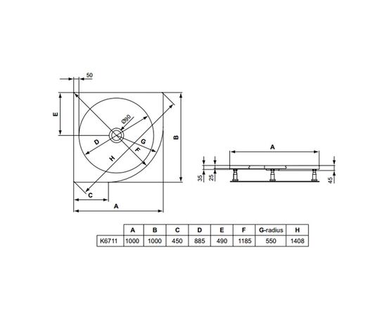 Поддон для душа ideal standard tonic k671101 в Актобе фото № 2