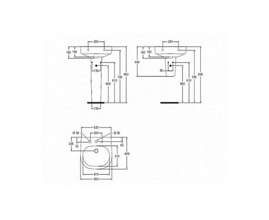 раковина  с пьдесталом ideal standard active т088601 55см в Актобе фото № 2