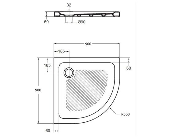 Поддон для душа ideal standard connect 90x90 t266901 (к) в Актобе фото № 2