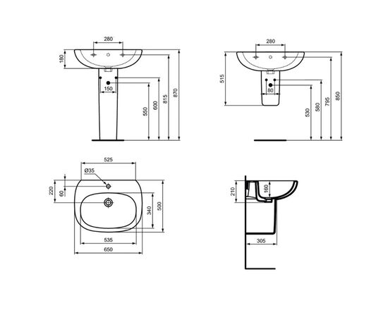 раковина с пьедесталом ideal standard tesi t351301 65 см в Актобе фото № 2