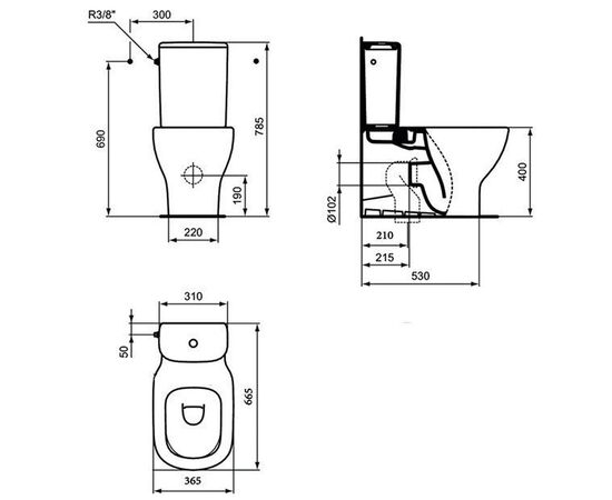 унитаз напольный ideal standard tesi t008201 aqua blade с микролифтом (комплект) в Актобе фото № 3