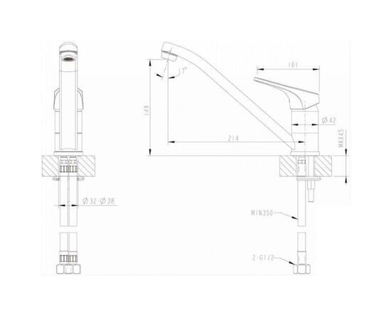 F748162с-1 drop-d bravat смеситель на кухонную мойку в Актобе фото № 2