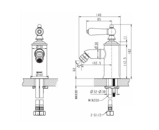 смесители для биде bravat art f375109g  (золото) в Актобе фото № 2