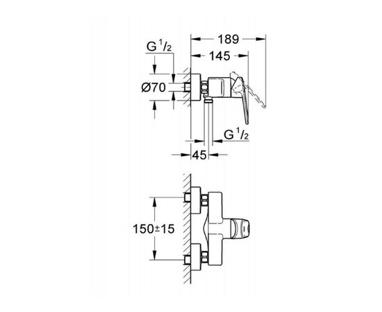 смеситель для душа grohe europlus 33577002 однорычажный в Актобе фото № 2