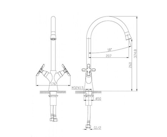 Lemark lm5704c дуэтто смеситель для кухни с поворотным изливом, хром в Актобе фото № 2