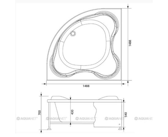 Ванна акриловая aquanet 150x150 arona с каркасом в Актобе фото № 7