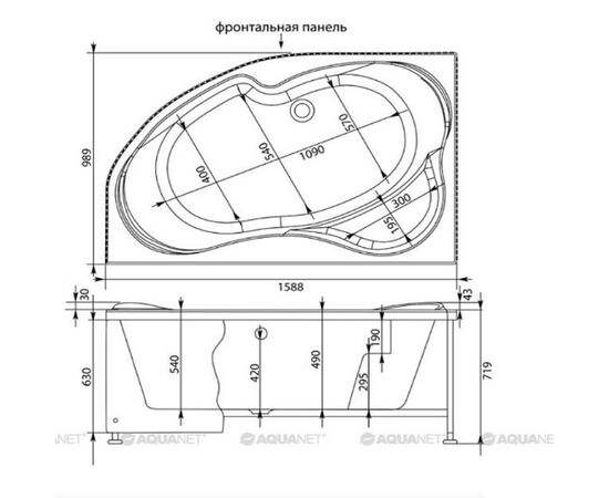 Ванна акриловая aquanet 160x100 capri l с каркасом в Актобе фото № 4