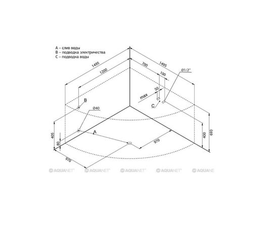 Ванна акриловая aquanet 150x150 malta new  с каркасом в Актобе фото № 6