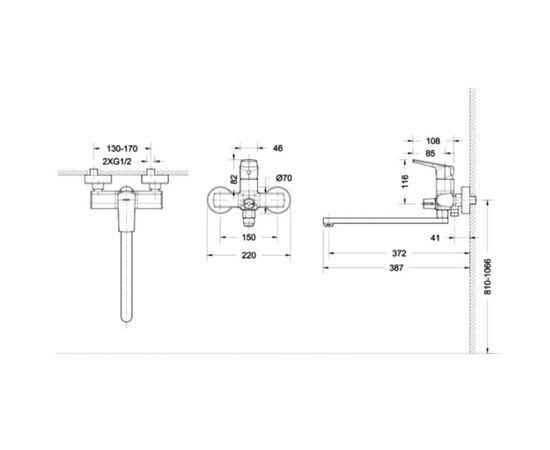 смеситель для ванны с длинным изливом bravat real f6121179cp-01l в Актобе фото № 2