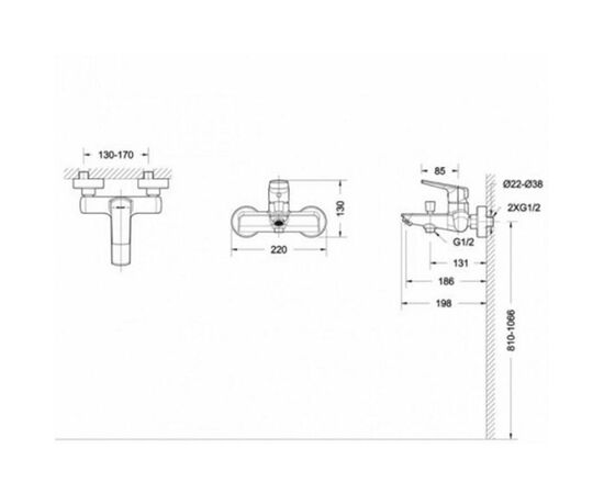 смеситель для ванны bravat real f6121179cp-01 с коротким изливом в Актобе фото № 3