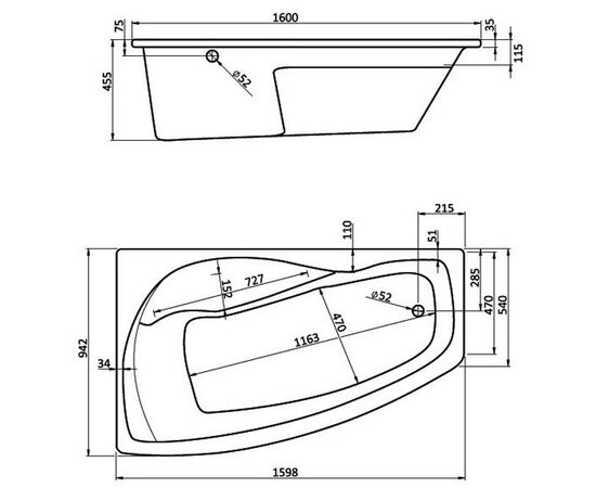 Ванна акриловая santek майорка 1wh111990 160х95 r ассиметричная в Актобе фото № 4