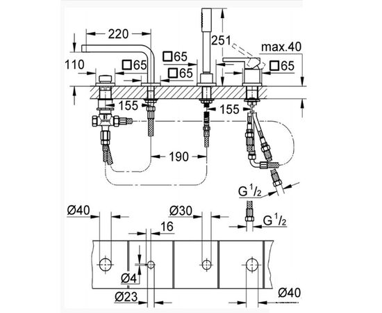 19578000 grohe essence смеситель для ванны на 4 отверстия в Актобе фото № 3