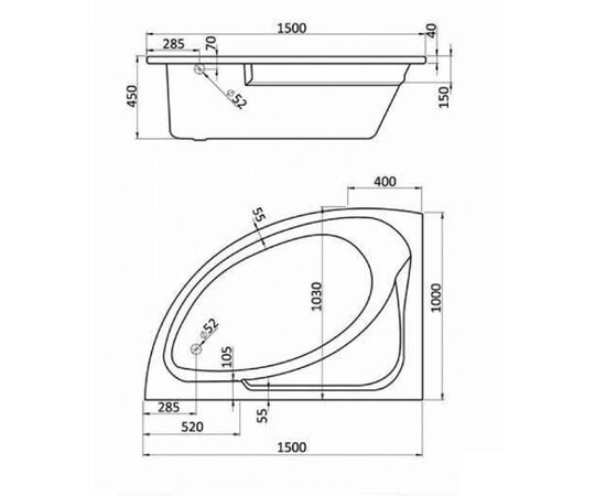 Ванна акриловая santek гоа 150х100 r асимметричная в Актобе фото № 4