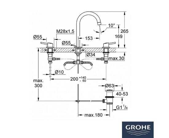 20216001 grohe concetto смеситель для раковины на 3 отверстия в Актобе фото № 3