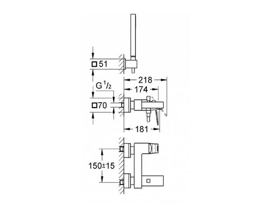 23141000 eurocube ohm смеситель для ванны с душевым гарнитуром в Актобе фото № 3