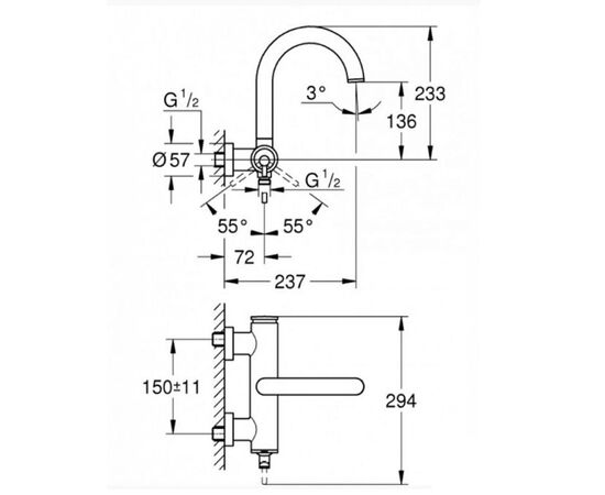 32652003 grohe atrio смеситель однорычажный для ванны, dn 15 в Актобе фото № 2