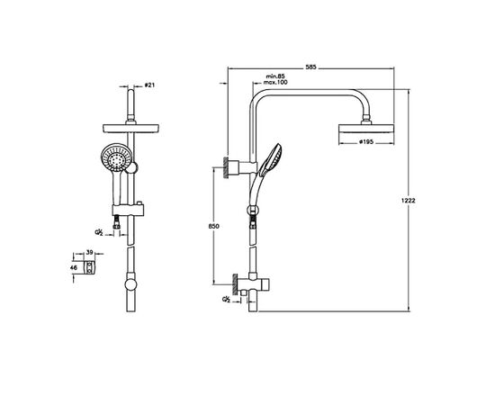 Душевая стойка vitra aquaheat a49235exp system rain термостат в Актобе фото № 3