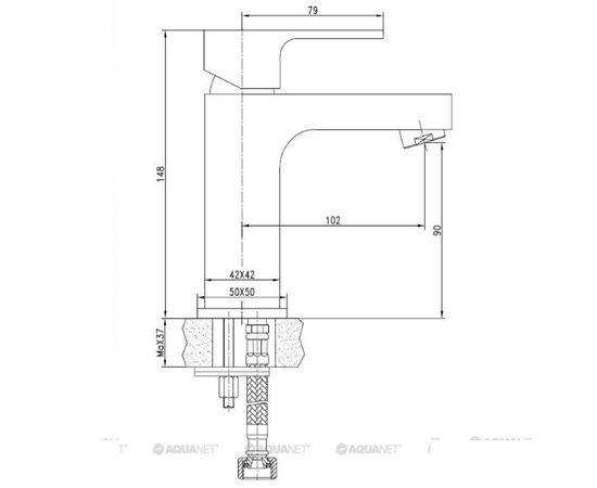 смеситель для раковины акванет cubic sd90443-2 без донного клапана, хром (187228) в Актобе фото № 3