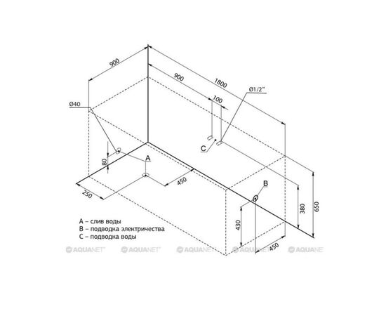 Ванна акриловая aquanet 180x90 grenada с каркасом в Актобе фото № 4