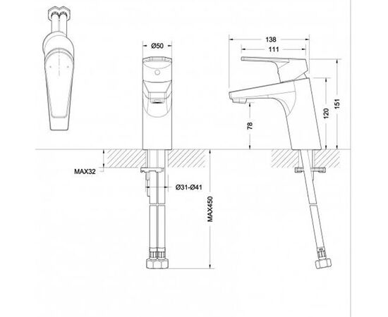 смеситель для раковины f15299с-1 line bravat в Актобе фото № 3