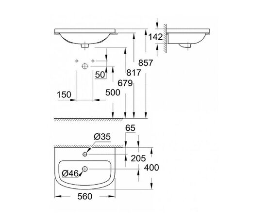 39422000 grohe bau раковина накладная 55см в Актобе фото № 3