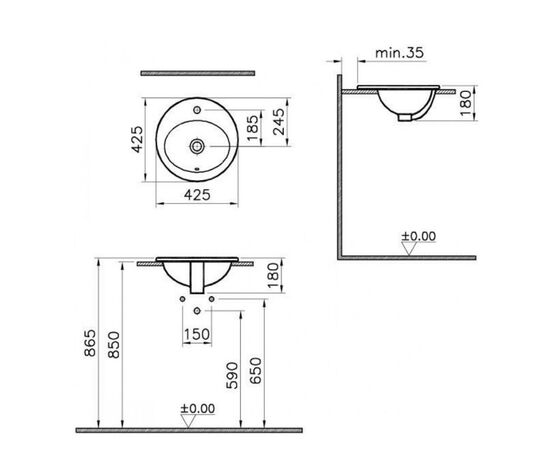 раковина на столешницу vitra s20 5466b003-0001 42.5 см в Актобе фото № 3