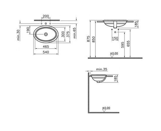 раковина на столешницу vitra efes 5801b003-0012 54х37.5 см в Актобе фото № 2