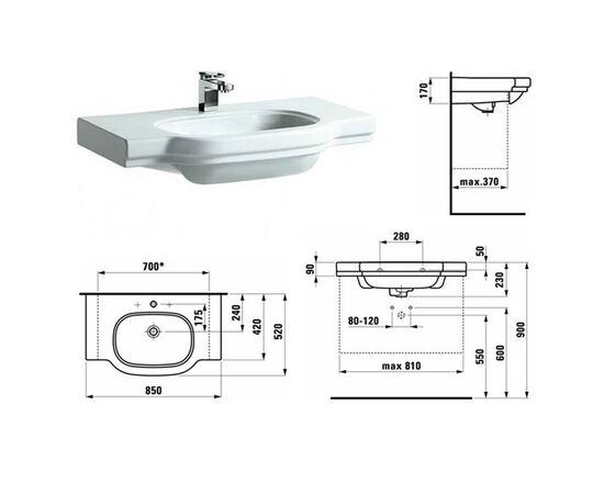 раковина столешница laufen lb3 classic 810686000104 85см в Актобе фото № 2