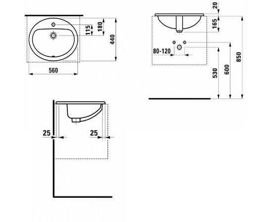 раковина врезная laufen pro 8139510001041 56см в Актобе фото № 3