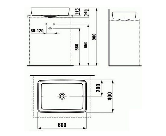 Pro s - 1695.2.000.112.1 раковина на столешницу laufen s-60 в Актобе фото № 4