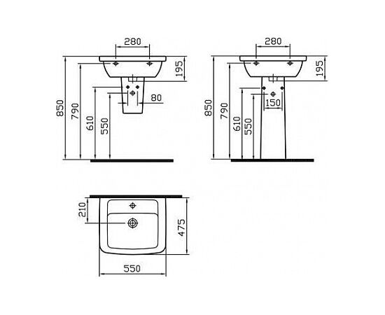 раковина vitra form 300 9602b003-7650 55см с пьедесталом в Актобе фото № 2