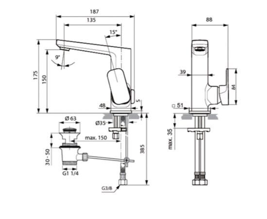 смеситель для раковины ideal standard tonic ii a6332aa в Актобе фото № 2