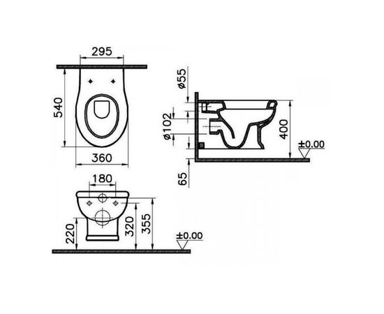 унитаз подвесной vitra efes/aria 5802b003-0075 с деревянной крышкой в Актобе фото № 4