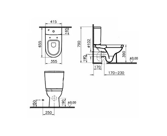 унитаз напольный vitra form 300 9729b003-7200 lift в Актобе фото № 3