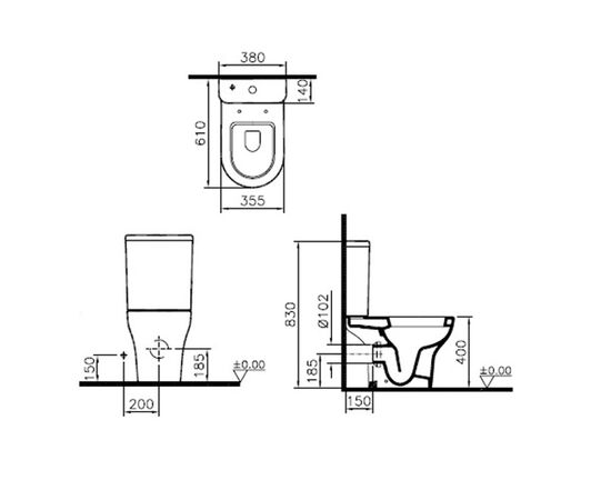 унитаз напольный vitra zentrum 9824b003-7207 rim-ex с микролифтом в Актобе фото № 5