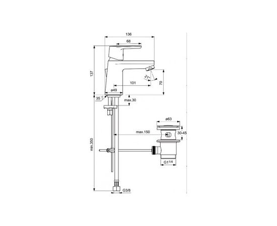 смеситель для раковины ideal standard vito b0406aa в Актобе фото № 2