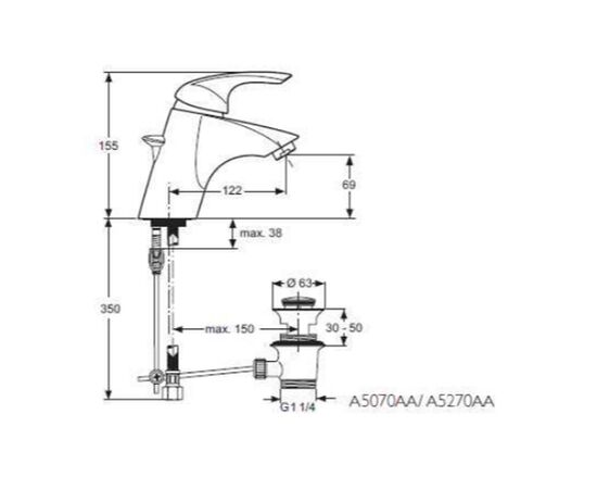 смеситель для раковины ideal standard tonic a5270aa в Актобе фото № 3