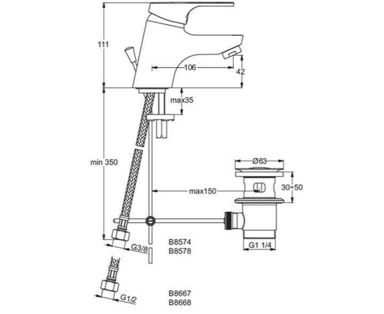 смеситель для раковины ideal standard slimline ii b8668aa в Актобе фото № 2