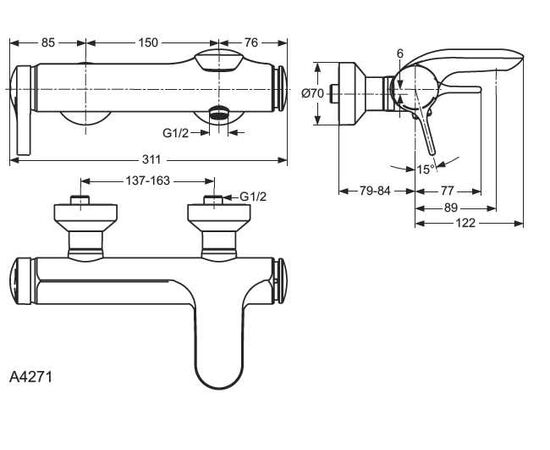 смеситель для ванны ideal standard melange a4271aa в Актобе фото № 2