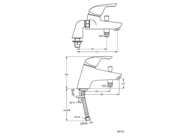 смеситель врезной на борт ванны ideal standard ceraplan new b4101aa в Актобе фото № 2