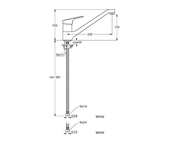 смеситель для кухни ideal standard slimline ii b8995aa в Актобе фото № 2