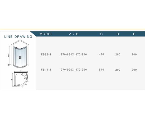 Душевой уголок ocean 100x100 fb11-4 a,b/asf11 в Актобе фото № 2