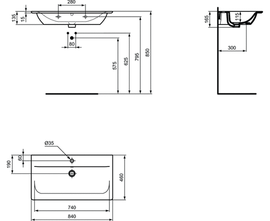 раковина на столешницу ideal standard  connect air  e027901 84 см в Актобе фото № 2