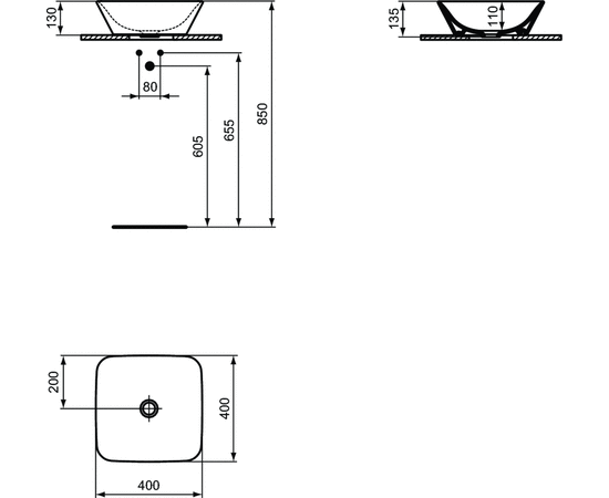 раковина накладная ideal standard connect air e034701 40см в Актобе фото № 4